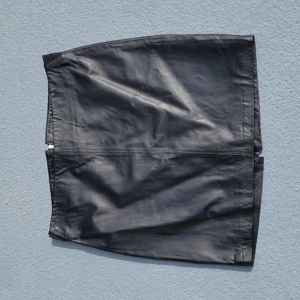 Leather Blanc Noir Black  Pencil Skirt Size 14